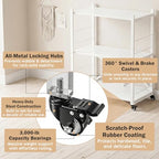 Folding Storage Shelves, 3-Tier Metal Foldable Shelf Shelving Rack Organizer On Rolling Wheels in Kitchen Warehouse Patio Pantry Basement Collapsible Shelves No Assembly (White, 3-Layer) - color: White/3-tier