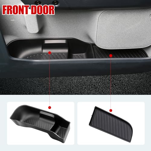 Mabett Door Side Storage Tray for Ford Maverick 2022-2025 Accessories(Not Fit 2026), TPE Front and Rear Doors Storage Insert Organizer Boxs 4PCS Set Fit Maverick(Black) - color: Black