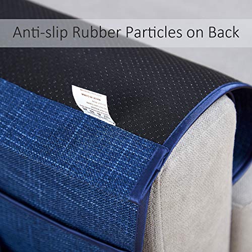FLYILY Sofa Armrest Organizer Non-Slip Arm Chair Hanging Caddy Remote Control Holder for Magazine, Phone, Books, Glasses(Navy,13in) - color: Navy, size: 35"x13"