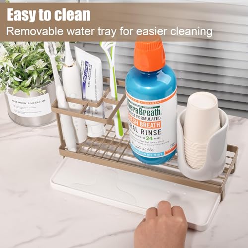 Toothbrush Holders for Bathrooms, Carbon Steel Tooth Brushing Holder Electric Toothbrush and Toothpaste Organizer Bathroom Accessories for Countertop, Shower, Sink - Gold - color: Gold, size: Small