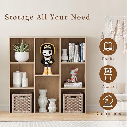VDNEND Wooden Cube Storage Organizer with Closed Back Panel, 11in Cube Shelf Opening, Bookshelf, Display Shelf,Closet Cabinet for Home and Office (White Oak, 8-Cube 35.98L*9.45W*35.91H) - color: White Oak, size: 8-Cube 35.98L*9.45W*35.91H
