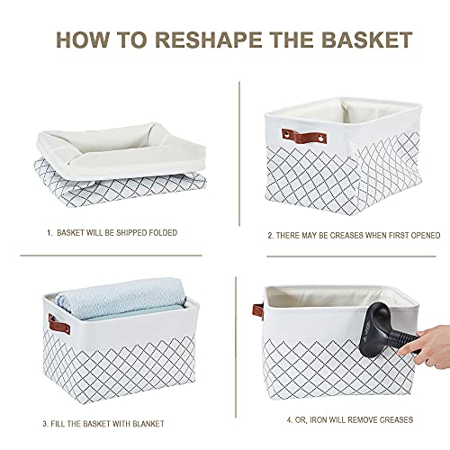 DECOMOMO White Storage Bins Fabric Storage Baskets for Shelves, Linen Closet Organization Toys Nursery (White Check, Large - 3 Pack) - color: Check White, size: Large/3P