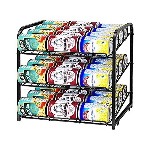 AIYAKA Can Rack Organizer, 3 Tier Stackable Can Storage Dispenser,for Food Storage, Kitchen or Pantry, Storage for 36 Cans, Black - color: Black