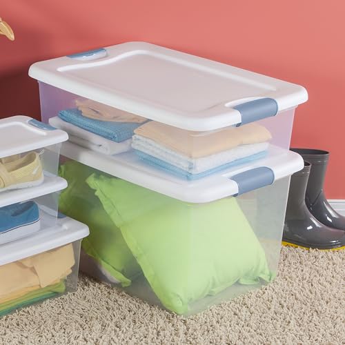 Sterilite 12-Pack Latching Box, Under Bed Storage Bins with Lids, Clear Plastic, 32 Quart - Heavy-Duty Organizing Containers for Closet, Bathroom, and Office - size: 32 Quart, style: 12 Pack