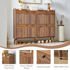 Bifins Shoe Storage Cabinet with 4 Wavy Fluted Flip Drawers, Modern 47.2” Wide Hidden Narrow Shoe Rack Cabinet for Entryway Foyer Hallway (Walnut 4 Drawer) - color: Walnut 4 Drawer