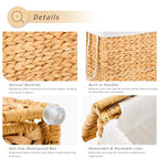 Handwoven Slim Laundry Hamper with Lid, Narrow Wicker Laundry Basket, Natural Water Hyacinth Basket and Handleswith Removable Liner Bag & 2 Mesh Bags (Natural with Lid, 75L) - color: Hyacinth with Lid, size: 75L