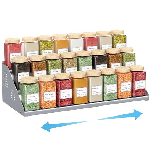 BOIVSHI Spice Rack Organizer, Metal Spice Rack Organizer for Cabinet, Countertop Spice Rack - Expandable Width, 3 Tier Spice Shelf for Cabinet, Countertop, Pantry, Cupboard, Gray - color: Gray