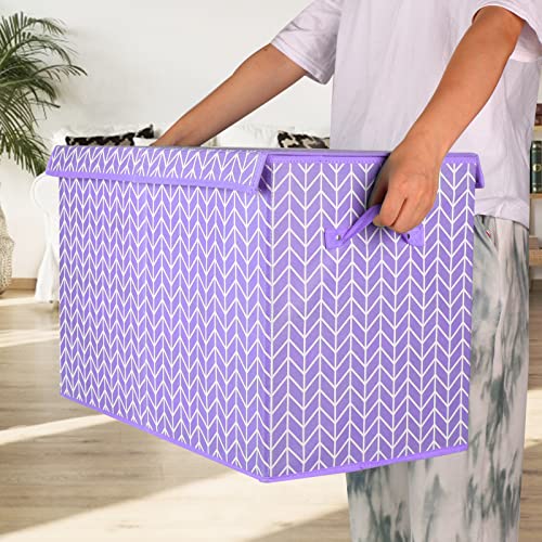 Mayniu Large Toy Box Chest with Flip Lid, Toy Storage Organizers Bin Boxes Basket with Sturdy Handles for Boys, Girls, Kids, Nursery, Playroom, Living Room, Bedroom, (Purple) - color: Large Purple