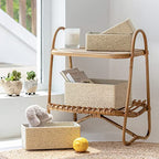 Storage Baskets Set 4 - Stackable Woven Basket Paper Rope Bin, Storage Boxes for Makeup Closet Bathroom Bedroom (Beige) - color: Beige