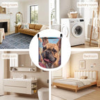 Cute Bulldog Laundry Basket, Floral Design Foldable Oxford Cloth, Waterproof Dirty Clothes Hamper with Handles, Clothing Storage Bucket Toy Organizer for Bathroom Bedroom Dorm, 19.7"x15.7" - style: Bulldog 02