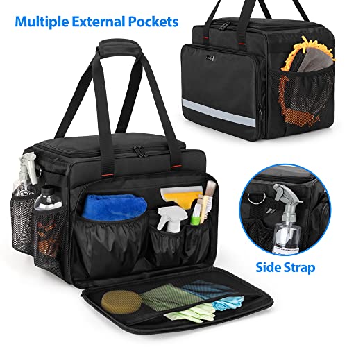 samdew Large Detailing Bag, Detail Organizer for Auto Detailing Supplies Storage, Car Cleaning Caddy for Vehicle Wash Tools, Car Care Box for Detailing Bottles, Towel, Buffer and More, Bag Only