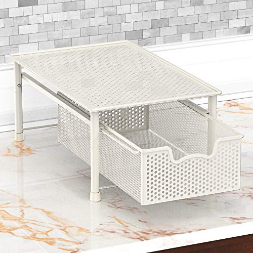 Simple Houseware Stackable Cabinet Basket Drawer Organizer, White - color: White, size: 1-Tier