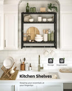 Galood Bathroom Shelves Towel Racks Over Toilet Storage with Towel Bar 3 Tier Floating Wall Mounted Space Saving Bamboo Paper Holder for Bathroom Laundry Room Kitchen Organizers (Black)