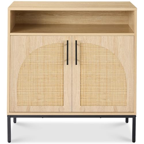 Best Choice Products Rattan Sideboard Buffet Cabinet, Entryway Table, Accent Storage Cabinet, Console Table for Hallway, Living Room, Dining Room - Natural - color: Arched Rattan, Natural