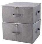 iwill CREATE PRO Folding Storage Box with Zip Lid and Handles, Rigid Storage Baskets With Linen Fabric& Plastic Board, Closet Shelf Drawers,Dark Gray, 2 pcs - color: Dark Gray