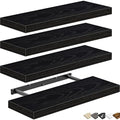 QEEIG Floating Shelves for Wall Bathroom Shelf Bedroom Kitchen Living Room Farmhouse Small Book Shelf 16 inch Set of 4, Black (015-B4) - color: C. Black, size: 4pcs