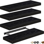 QEEIG Floating Shelves for Wall Bathroom Shelf Bedroom Kitchen Living Room Farmhouse Small Book Shelf 16 inch Set of 4, Black (015-B4) - color: C. Black, size: 4pcs
