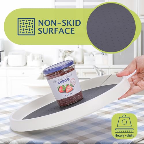 Set of 6, 10 Inch Non-Skid Lazy Susan Turntable, Lazy Susan Organizer for Cabinet, Pantry Organization, Kitchen Storage, Bathroom Sink Cabinet, Refrigerator, Countertop, Spice Rack (6 Pack 10 in) - size: Grey 10 In 6 Pack