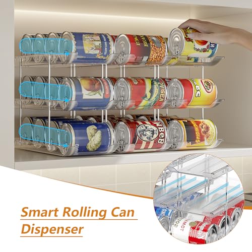 LXLXXL Can Organizer For Pantry Canned Food Goods Organizer For Cabinet Clear Automatic Rolling Can Storage Organizer Pantry Holders Rack, Holds Up to 36 Cans - size: 3Tier*3