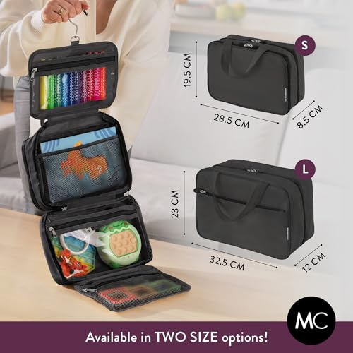 Travel Toiletry Bag for Men & Women, Large Capacity Makeup Organizer & Cosmetic Bag, Water-Resistant Portable Essentials Case with Metal Hook & Carry Handle - Perfect for Travel Use (Black, Small) - color: Black, size: Small