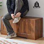 BERRYMERRY 39.4" Fluted Shoe Storage Bench for Entryway,2 Tier Shoe Cabinet Bench with Adjustable Shelf,Bench for Bedroom End of Bed (Walnut, 13.8”D x 39.4”W x 18.5”H) - color: Walnut