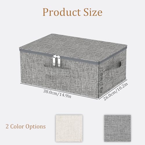 Blanket Bags with Lid, Foldable Underbed Storage Bins, Home Basket Container for Organizing Clothes, Shoes, Pillows, 14.9x10.2x5.9Inches, Grey, 1 Pack - color: Grey, size: 14.9x10.2x5.9 in(1 Pack)
