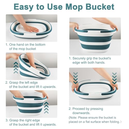 Collapsible Bucket for Cleaning, 4.2 Gallons Mop Bucket with Handle for Floor Window Car Washing, Silicone Ice Buckets for Parties Camping Fishing Beach, RV Laundry Storage Household Cleaning Supplies - color: Green, size: 16L