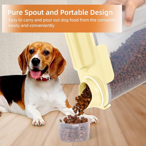 LEAWALK 5Lbs Airtight Cat Dog Food Storage Container with Upgraded Large Nozzle BPA-Free, Pet Food Storage Containers for Rice, Grain, Pet Food, Flour, Dog Treat Storage (Light Yellow, 5L-1pack) - color: Light Yellow, size: 5L-1pack