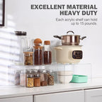 Acrylic Kitchen Cabinet Organizer Shelf, Spice Rack, Plate and Cupboard Storage Riser, Versatile Pantry Shelf, Durable Clear Countertop Organizer for Home and Kitchen(4 PCS) - size: 4 PCS