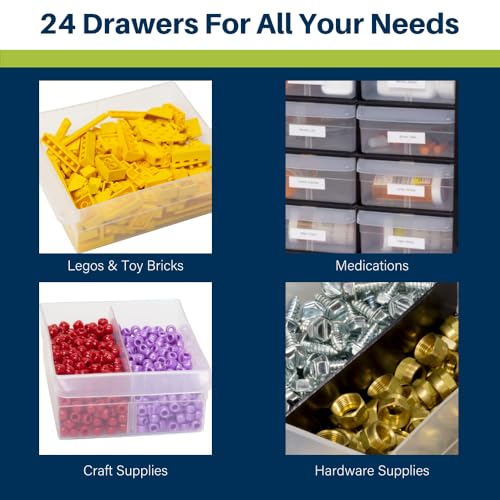 Akro-Mils 24-Drawer Plastic Drawer Storage Cabinet for Garage Organization, Bead Organizer, Building Bricks Storage, Teacher Toolbox, Makeup Organizer, 20-Inch W x 6-Inch D x 16-Inch H, 10124 White - color: White, size: 24 Drawer, style: 2 pack