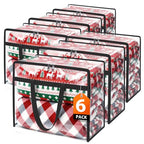 SpaceTrove Clear Clothes Storage Bags, 6 Pack Closet Organizers and Under Bed Storage Containers, Foldable Moving Bags with Zippers for Comforter, Blanket, Bedding, Duvet, PVC Packing Bags 60L - size: 60L