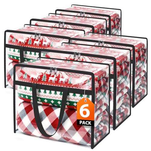 SpaceTrove Clear Clothes Storage Bags, 6 Pack Closet Organizers and Under Bed Storage Containers, Foldable Moving Bags with Zippers for Comforter, Blanket, Bedding, Duvet, PVC Packing Bags 90L - size: 90L