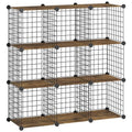 HOOBRO Wire Cube Storage Organizer, 9-Cube Shelves, Modular Shelves with Metal Grid, DIY Closet Cabinet for Living Room, Bedroom, Rustic Brown and Black BF09CW01 - size: 3 tier(37.4"H)