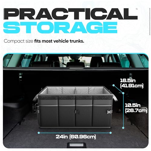 FORTEM Trunk Organizer For SUV Car Trunk Organizer, Foldable Storage, Car Accessories for Women Men, Collapsible Bag, Perfect Christmas Gifts, 600D Oxford, Non Slip Bottom, Straps, Soft Cover (65L) - color: Black, size: Large (65L)