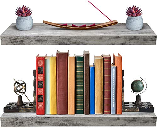 Sorbus Floating Shelves for Wall - 24" Bathroom Shelves, Wall Decor for Bedroom, Kitchen, Living Room, Home Decor & Book Storage - Mounted Floating Shelf with Invisible Brackets (Gray, 2 Pack) - color: Grey, size: 2 Pack