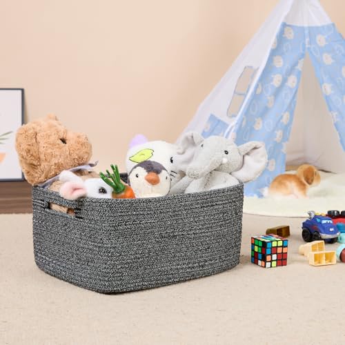 MiniArk Large Storage Baskets for Shelves, Closet Organizers Bins for Clothes Blanket Towels, Baby Nursery, Toy Baskets Box, Woven Rope Baskets, 17 x 13 x 7.5”, 2 Packs Dark Gray - color: Dark Gray, size: 2pcs-L17×W13×H7.5"
