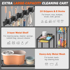 Broom Holder with Cleaning Supplies Organizer, Broom Closet Storage Cabinet with Cleaning Caddy, Cleaning Cart with Mop Hanger Gripper Rack Hooks,Janitorial Housekeeping cart,Laundry Room Organization - size: Large