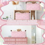 Kathfly 3 Pcs Bow Foldable Storage Baskets Pink Bow Plush Faux Fur Jacquard Design Laundry Basket with Handles Waterproof Storage Bins Fabric Shelf Baskets for Organizing Closet Clothes - style: Pink Bow