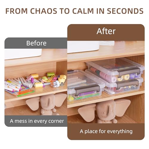 Citylife 3 PCS Plastic Storage Bins with Latching Lids Portable Project Case Clear File Box Stackable Storage Containers for Organizing B5 Paper, Photo, Document, Scrapbook - size: 3.3QT, style: 3 PCS