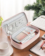 YOKUMA Pencil Case,Large Capacity Pencil Pouch,Aesthetic Zipper Pencil Box, Back to School Supplies for College Student Teen Adults,Travel Essentials,Electronic Cable Organize - color: Pink