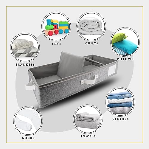 HOMELUX THEORY 2pc Under Bed Storage Containers, Bedroom Under the Bed Drawer Storage Organizer with Bins and Lids, Large Underbed Clothes Storage Box Ideal for Blanket, Fabric, & Shoes (LightGray) - color: Light Gray, size: Large (2pc)