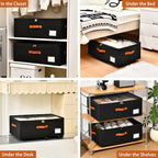 Freebat Under Bed Storage Organizer with Wheels, Underbed Container with Clear Lid Cover, Storage Bag Box with Visiable Window for Clothes, Bedsheet, Pillow, 2 Pack - size: 10 Inch