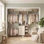 Aheaplus Closet System - 8FT Organizer with 3 Wooden Drawers, Fits 5.3-9 ft Walk-in Closet, White Oak - color: White Oak