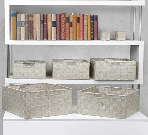 Sorbus Storage Baskets for Organizing (Set of 7), Mesh Hand-Woven Design, Linen Closet Organizers and Storage, Organizer Storage Baskets for Shelves, Variety Pack Organizers and Storage (Beige) - color: 7 Piece - Beige