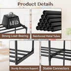 SUFAUY Large Shoe Rack Organizer, 2 Row 8 Tier 32-40 Pairs with Hooks, Sturdy Metal, DIY Stackable &Adjustable, Black