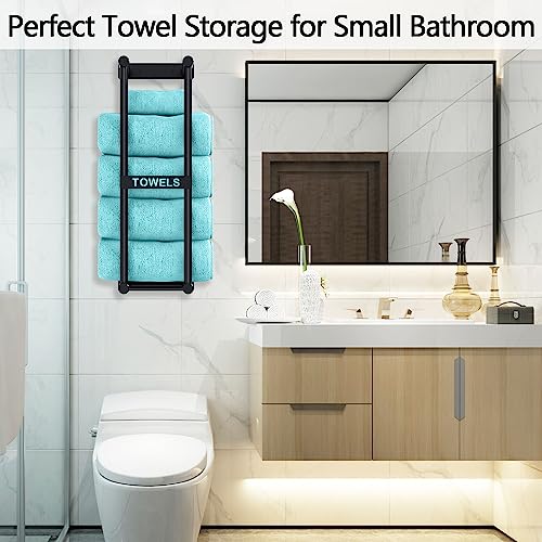 STWWO Towel Racks for Bathroom Wall Mounted, 22inch Wall Towel Rack for Rolled Towels, Towel Storage for Small Bathroom, Black - color: Black, size: 22 IN