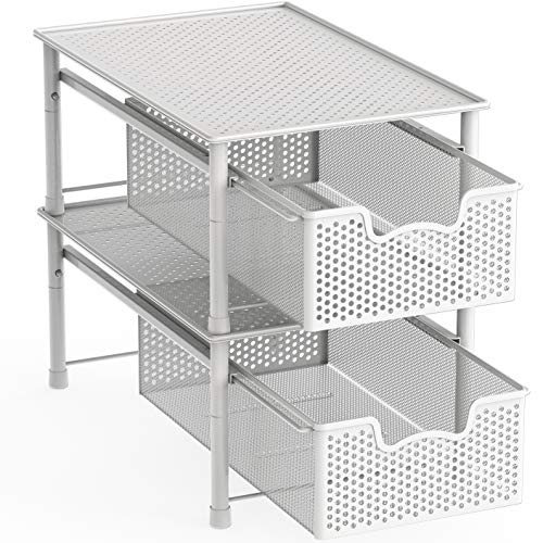 Simple Houseware Stackable Cabinet Basket Drawer Organizer, White - color: White, size: 1-Tier