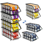 Stackable Soda Can Organizer Rack, Stacking Can Dispensers Refrigerator Organizer Bins Pop Soda Dispenser Canned For Fridge, Freezer, Kitchen, Cabinets (Black, 6)