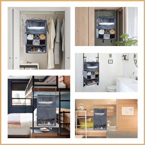 Surblue Hanging Travel Shelves Compression Packing Cube for Carry-on Luggage Suitcase Collapsible with Extension Layer Large Capacity, Grey, XXL - color: Grey, size: XXL 15.7*11.8*23.6in