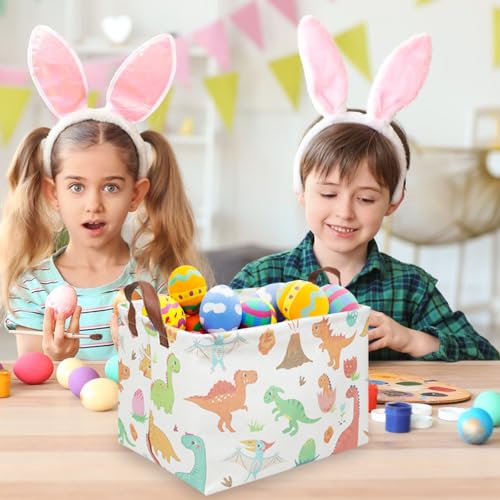 Rectangular Easter Dinosaur Basket,Waterproof kids toy storage box bedroom,Dinosaur Storage Box,kids laundry Basket,Easter Room Decor,Nursery Hamper,Gift Baskets(Dinosaur) - color: Easter Dinosaur